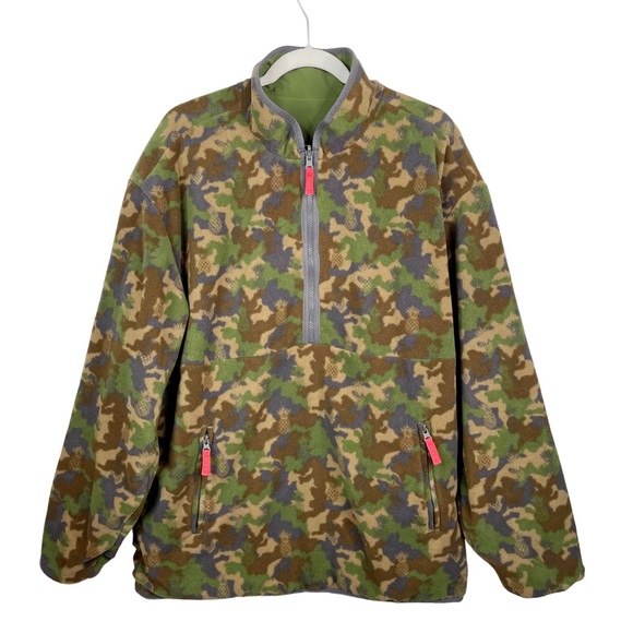 Chubbies Reversible Camouflage Pineapple Fleece Jacket Coat Green Large - Picture 14 of 15